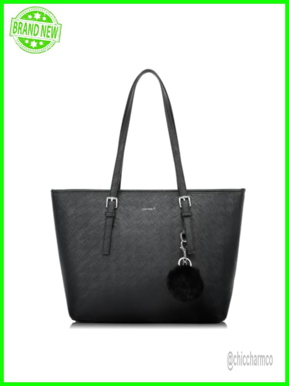PU Leather Tote Bag Zipper Handbag Purse Work Tote Large Capacity